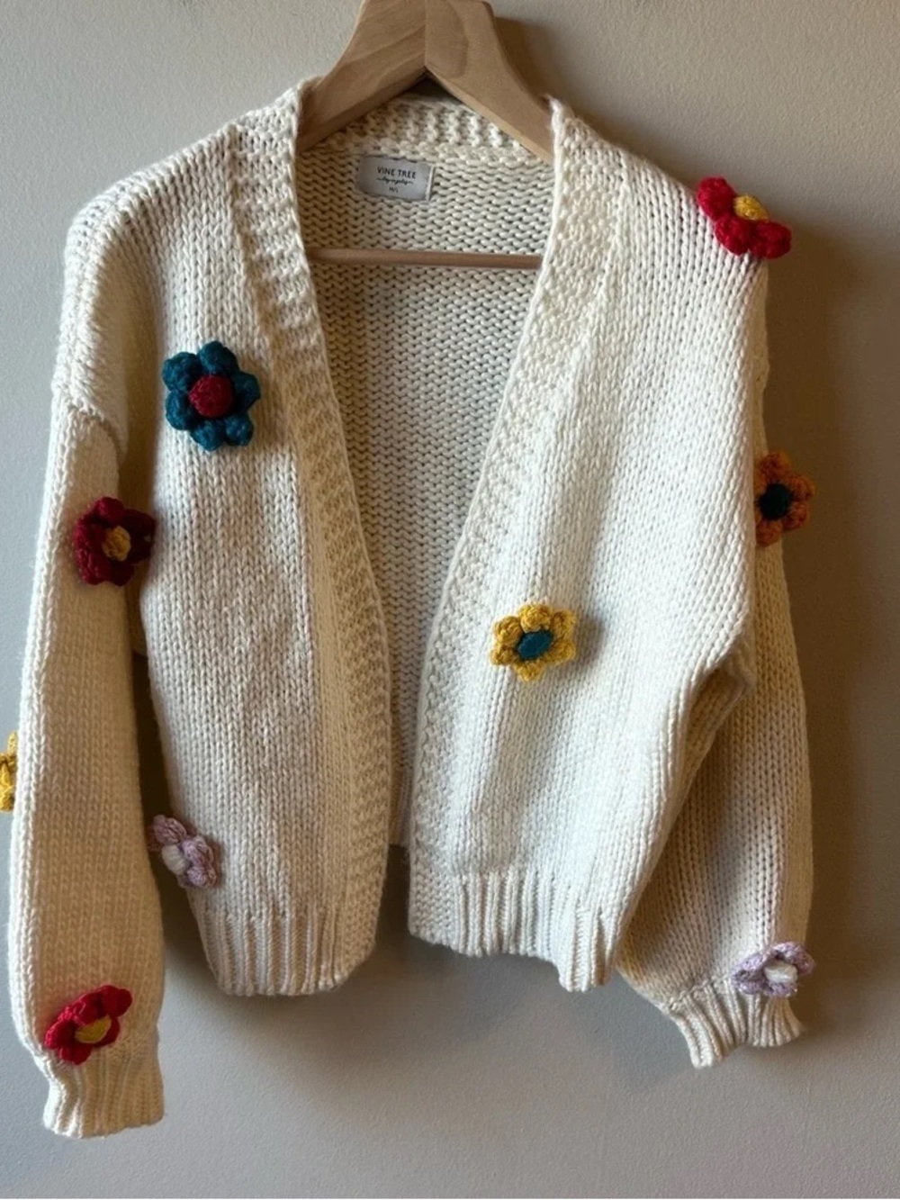 Vine Tree Cream Floral Appliqué Cardigan